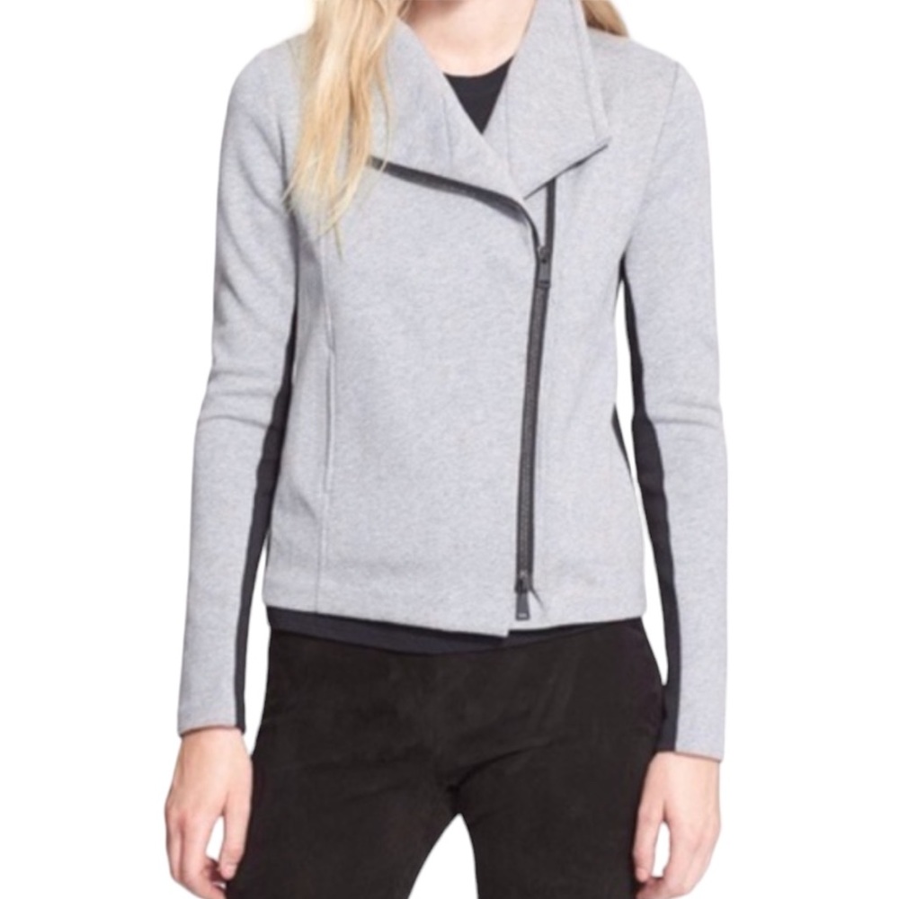 VINCE Grey Knit Scuba Jacket